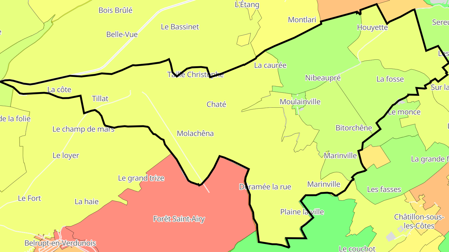 Carte des prix de l'immobilier Moulainville
