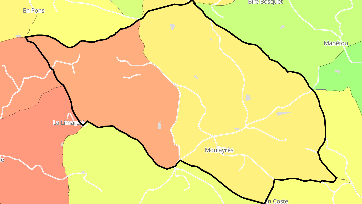 Carte des prix de l'immobilier Moulayrès