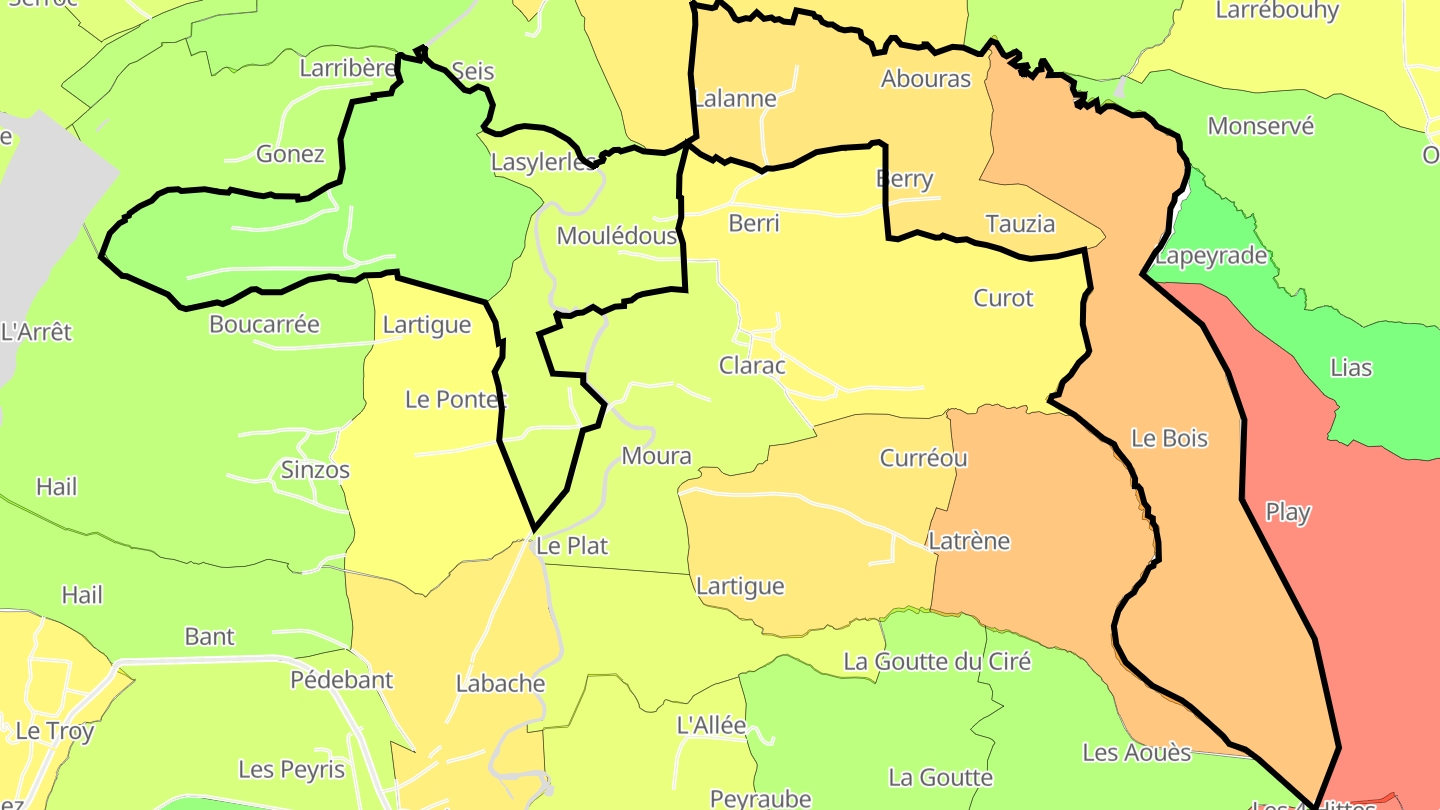 Carte des prix de l'immobilier Moulédous