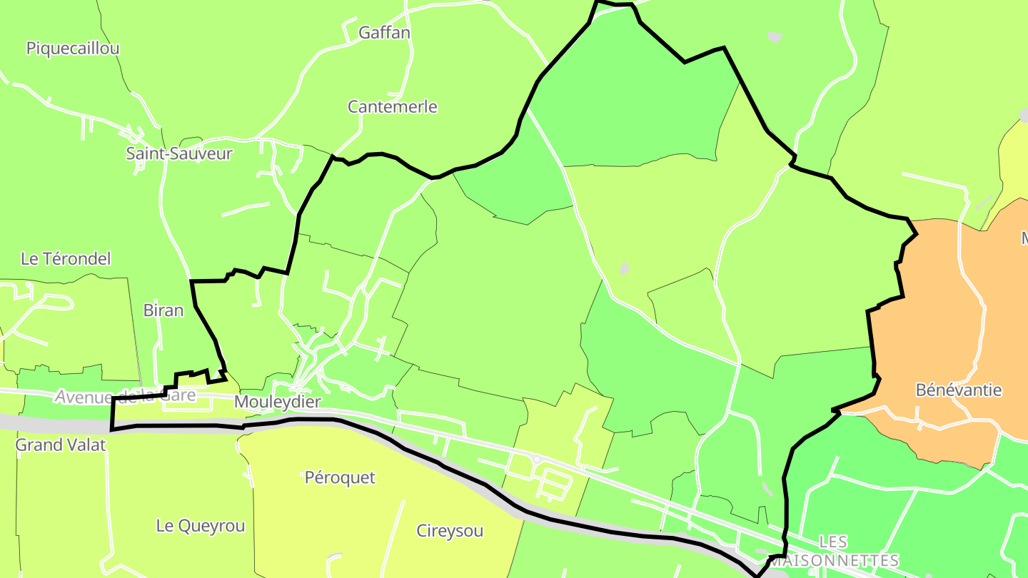 Carte des prix de l'immobilier Mouleydier