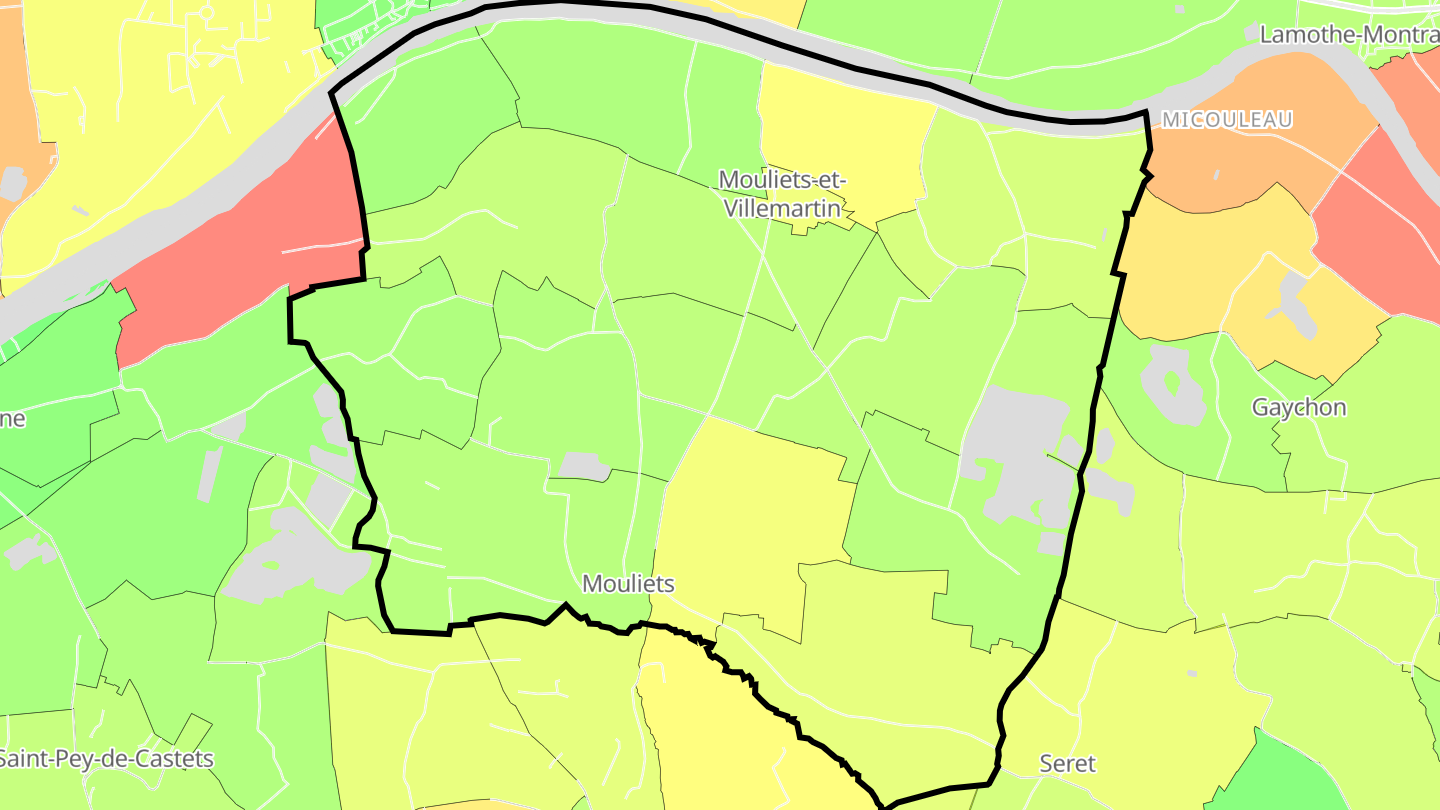 Carte des prix de l'immobilier Mouliets-et-Villemartin