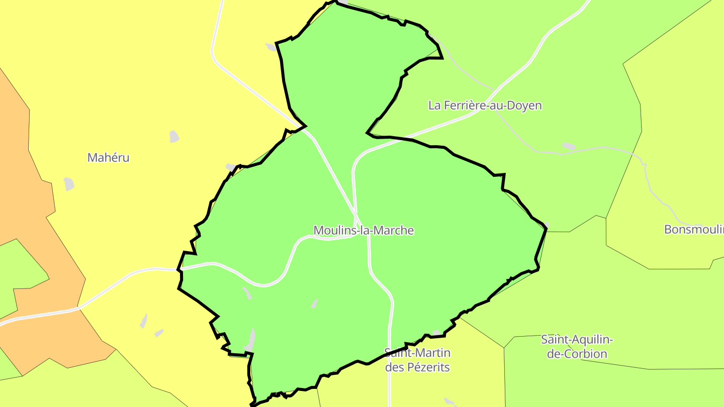 Carte des prix de l'immobilier Moulins-la-Marche