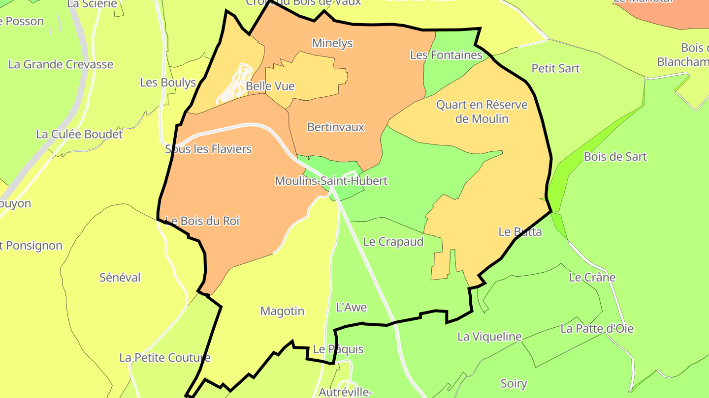 Carte des prix de l'immobilier Moulins-Saint-Hubert