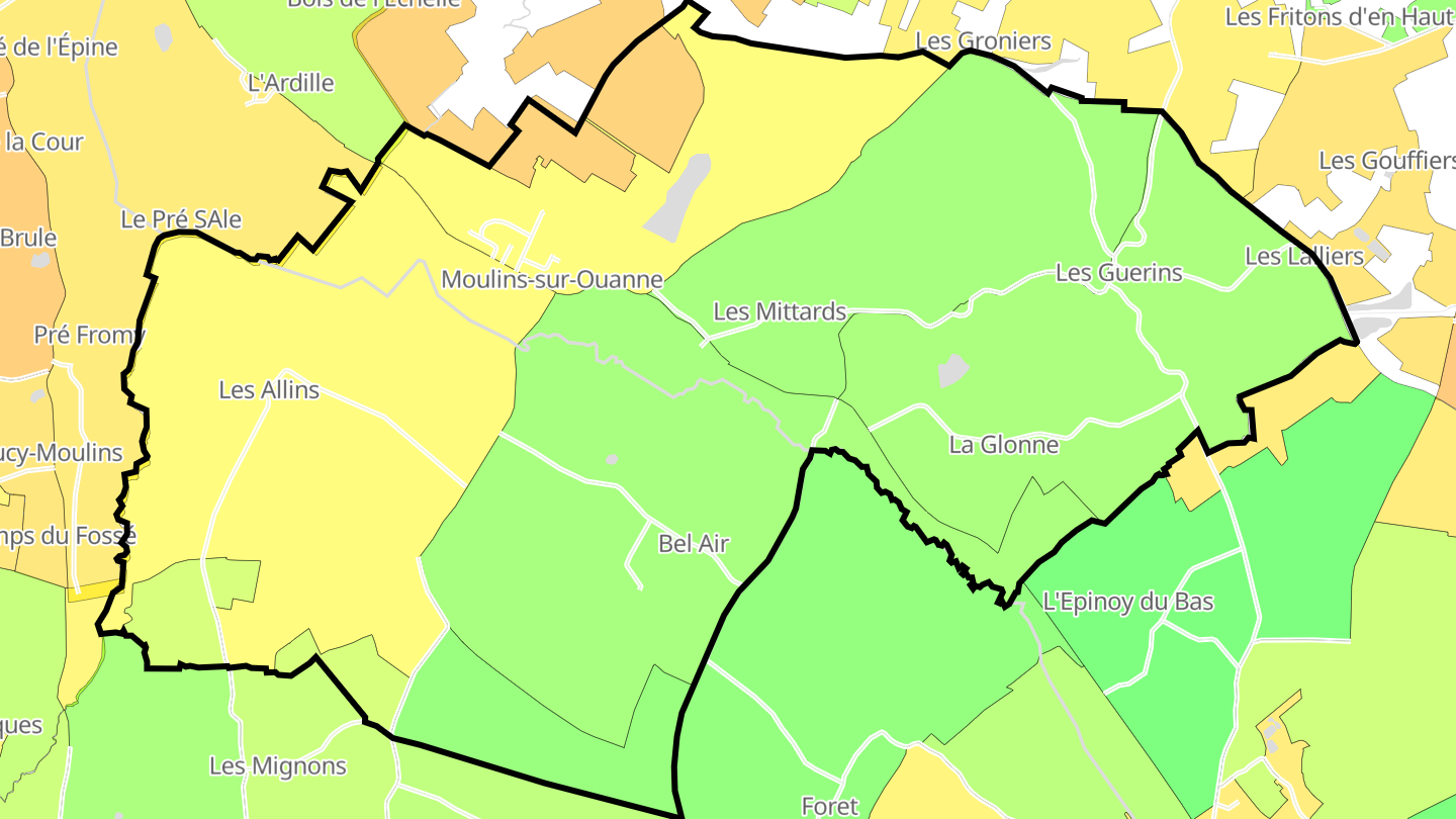 Carte des prix de l'immobilier Moulins-sur-Ouanne
