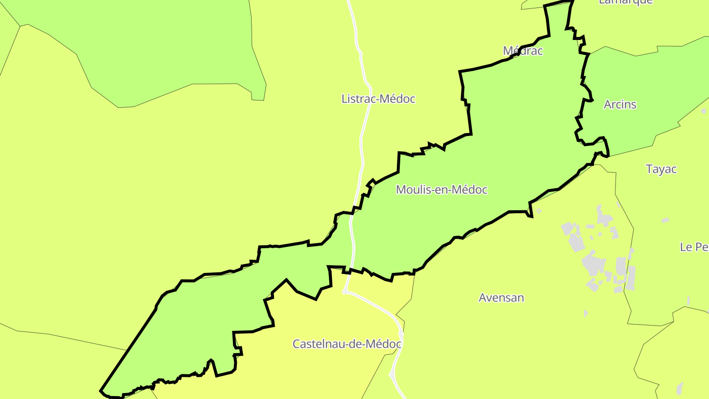 Carte des prix de l'immobilier Moulis-en-Médoc