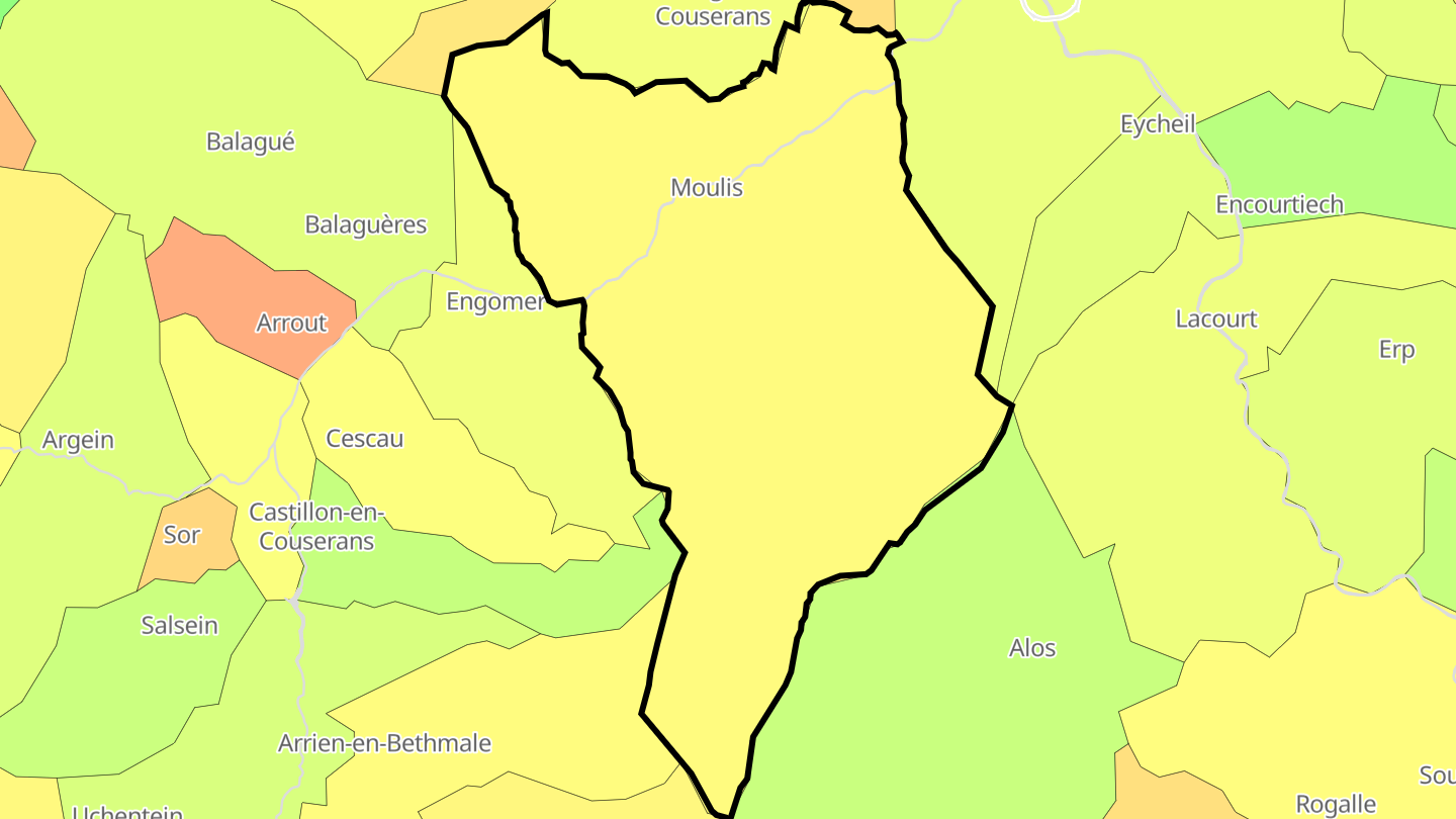 Carte des prix de l'immobilier Moulis
