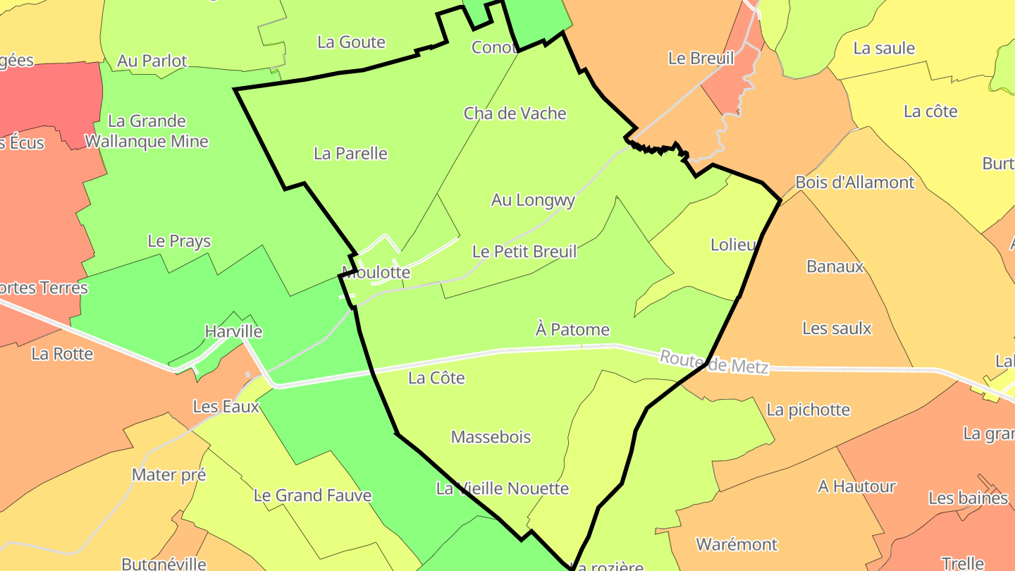 Carte des prix de l'immobilier Moulotte