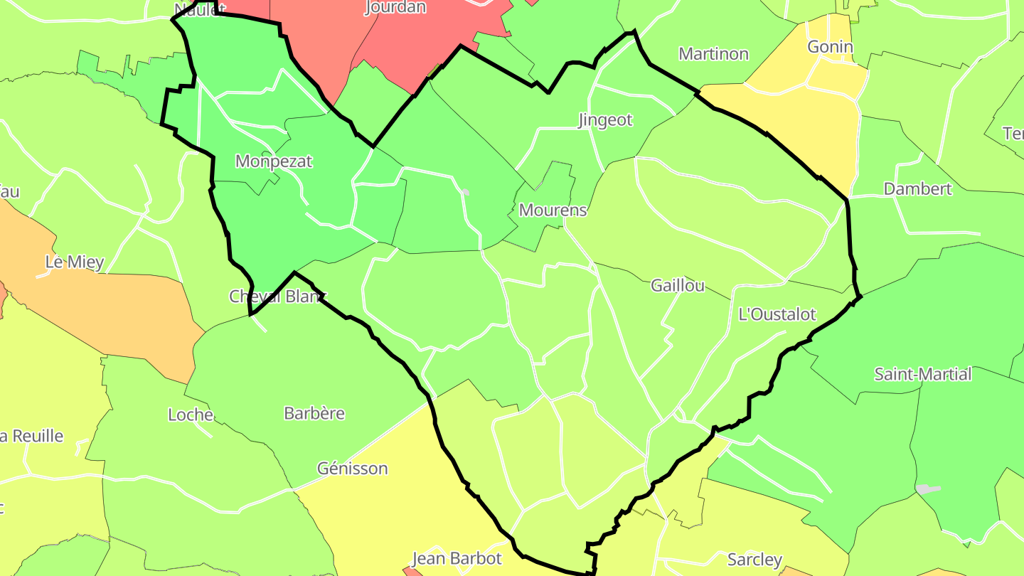 Carte des prix de l'immobilier Mourens