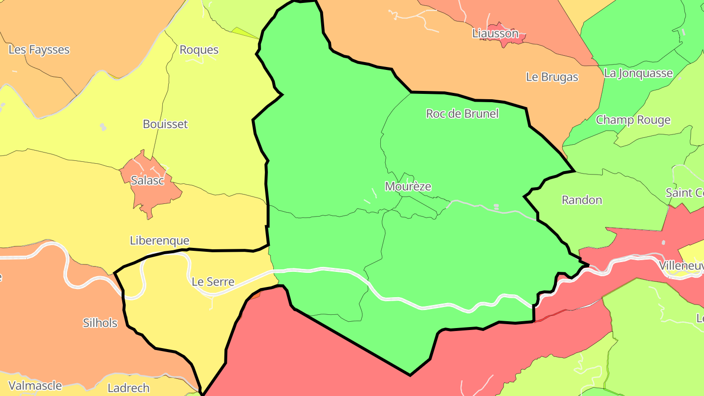 Carte des prix de l'immobilier Mourèze