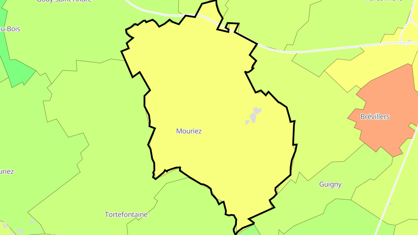 Carte des prix de l'immobilier Mouriez