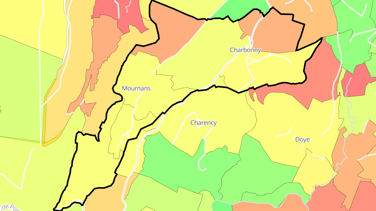 Carte des prix de l'immobilier Mournans-Charbonny