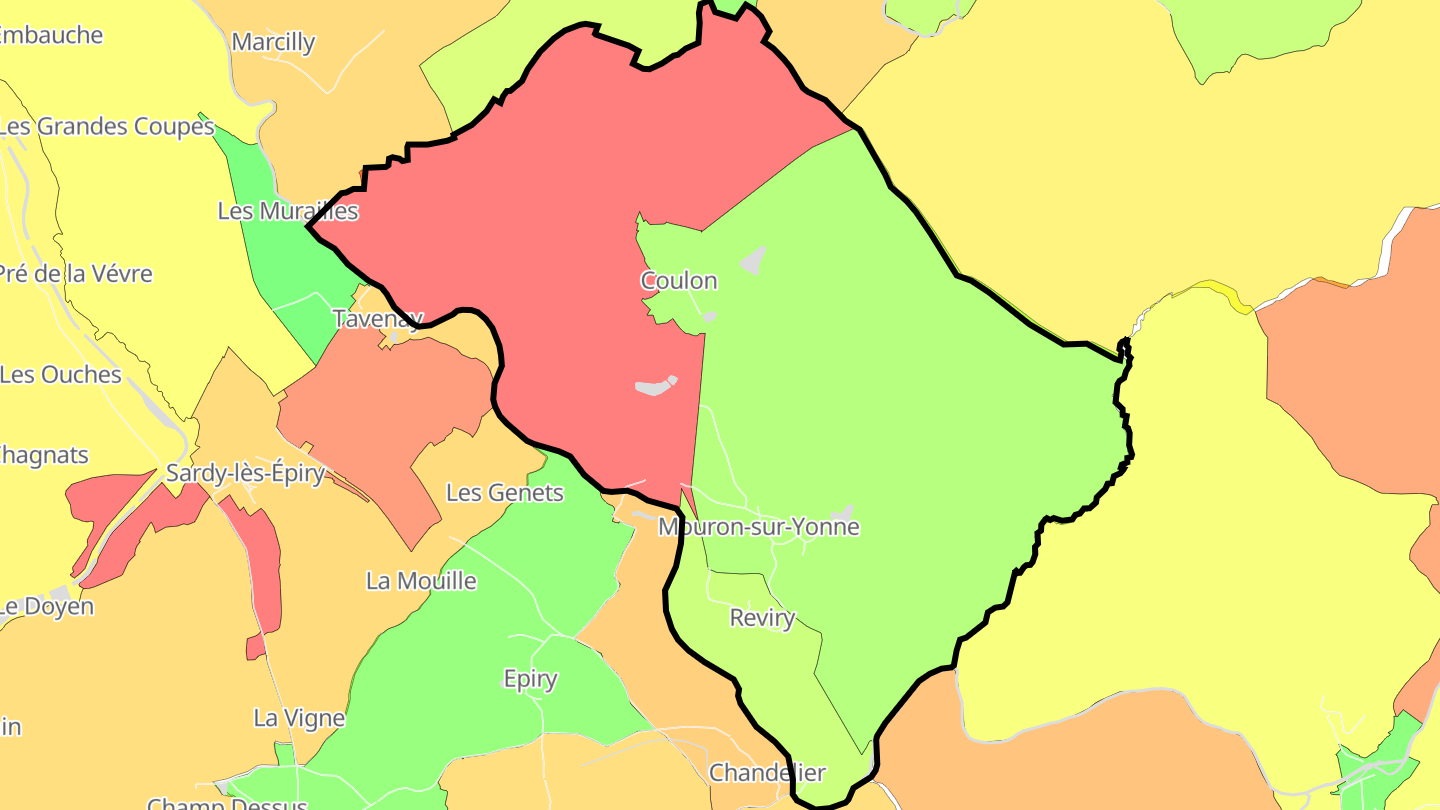 Carte des prix de l'immobilier Mouron-sur-Yonne