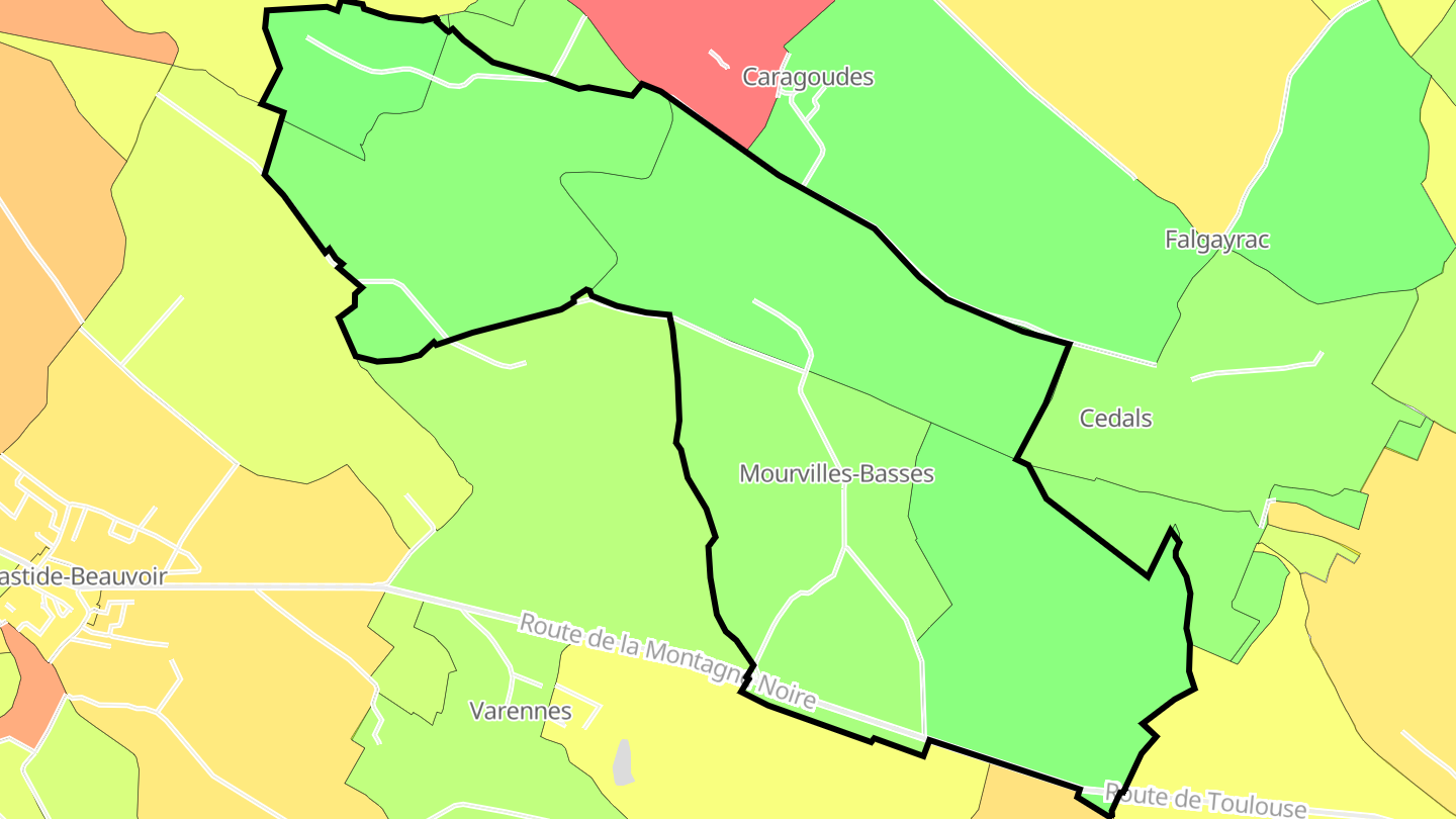 Carte des prix de l'immobilier Mourvilles-Basses