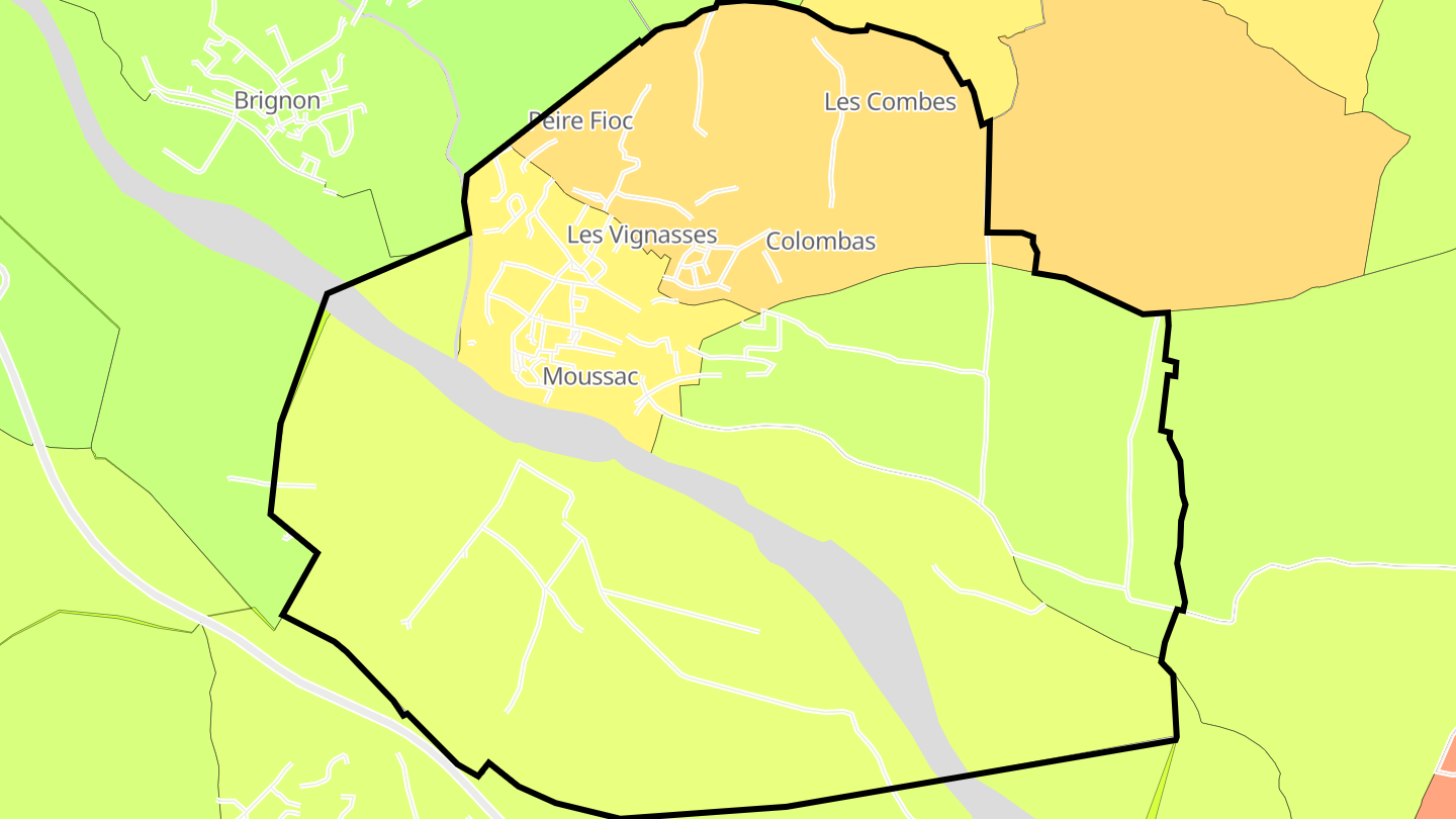 Carte des prix de l'immobilier Moussac