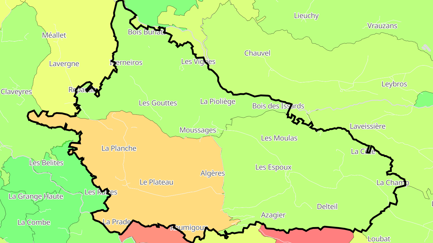 Carte des prix de l'immobilier Moussages
