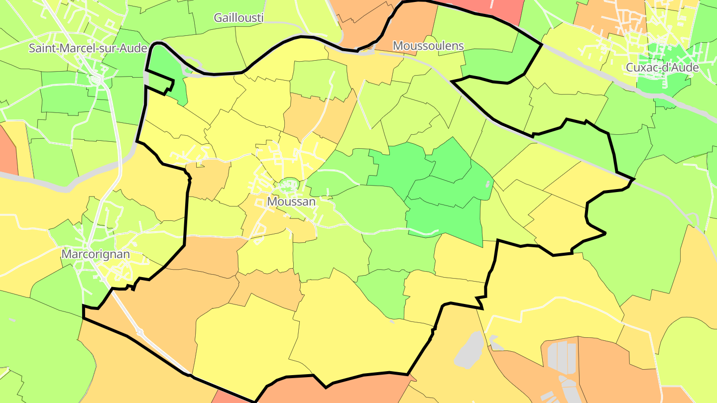Carte des prix de l'immobilier Moussan