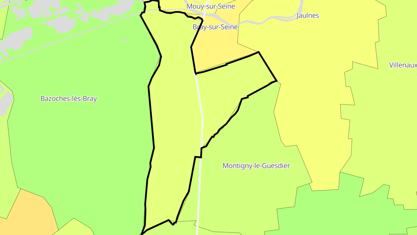 Carte des prix de l'immobilier Mousseaux-lès-Bray