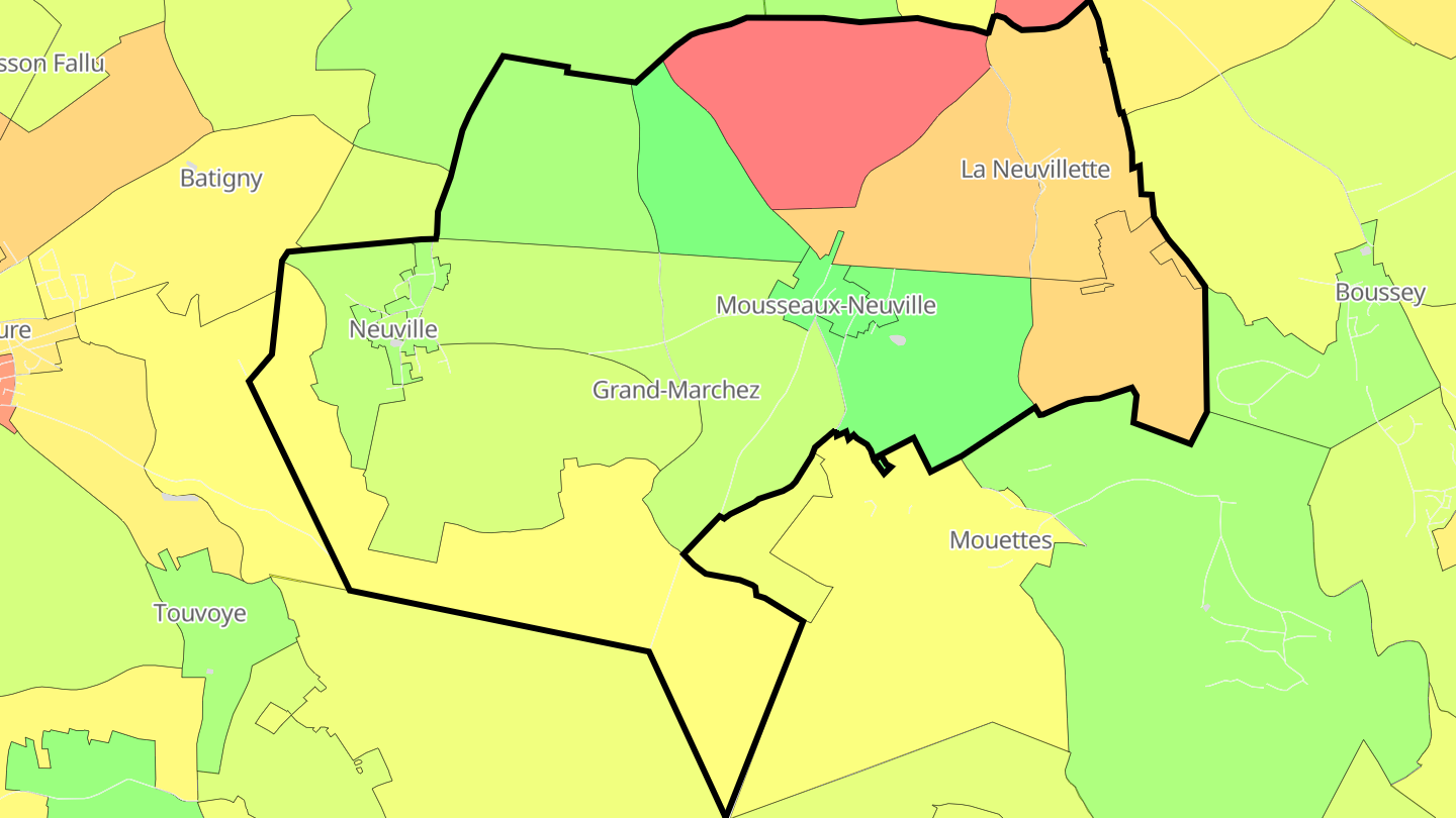 Carte des prix de l'immobilier Mousseaux-Neuville