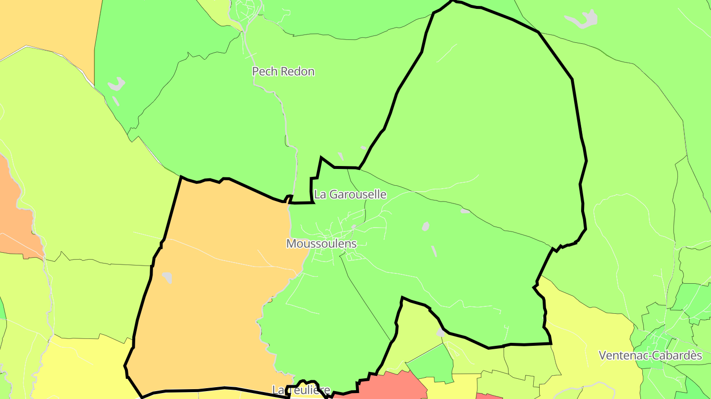 Carte des prix de l'immobilier Moussoulens