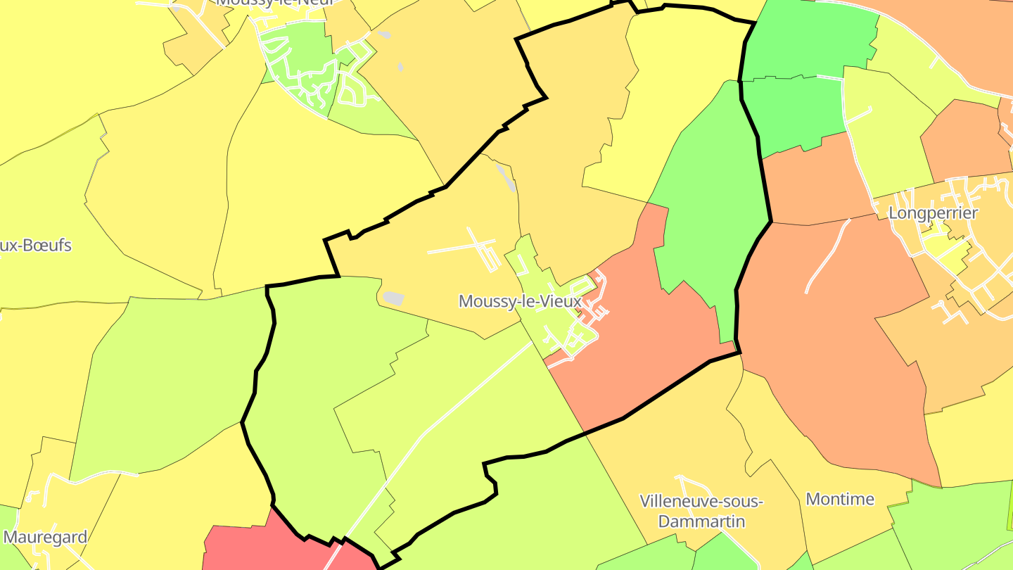 Carte des prix de l'immobilier Moussy-le-Vieux