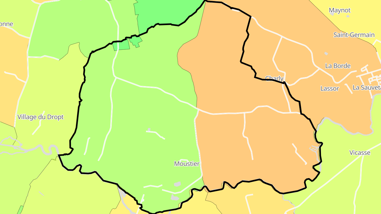 Carte des prix de l'immobilier Moustier