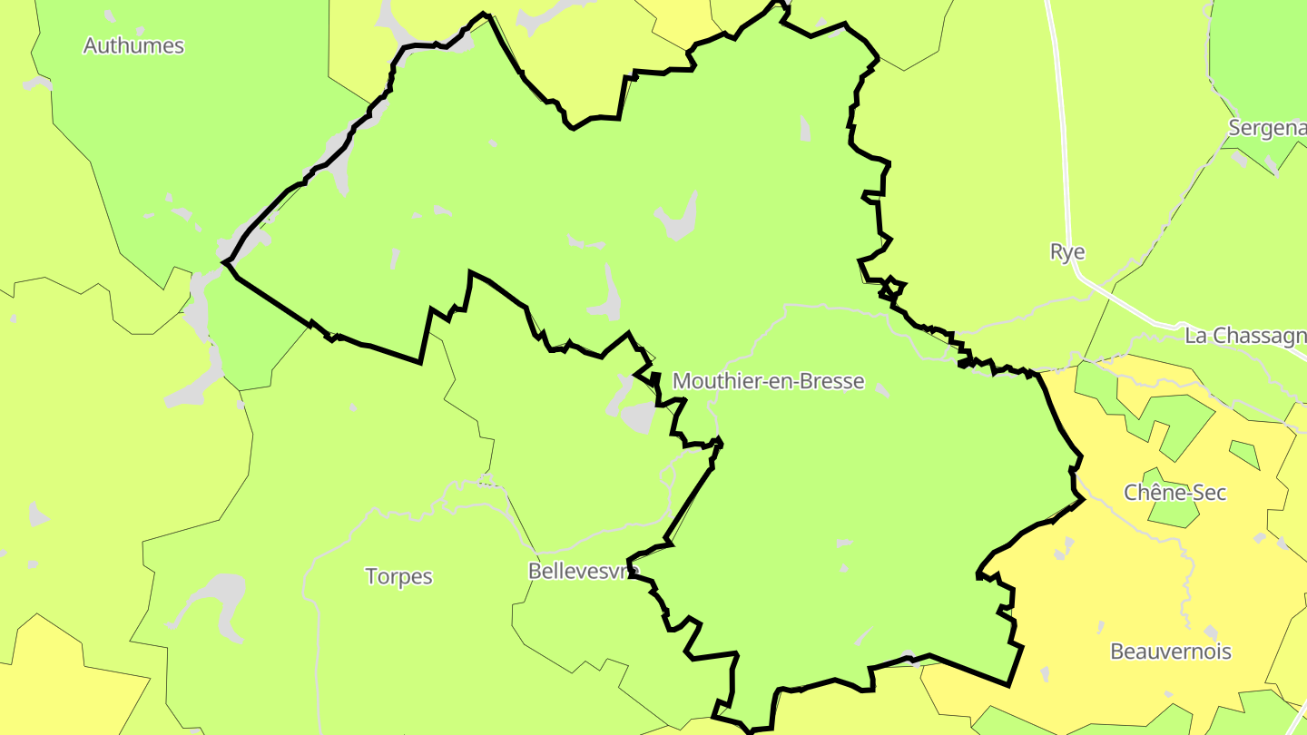 Carte des prix de l'immobilier Mouthier-en-Bresse