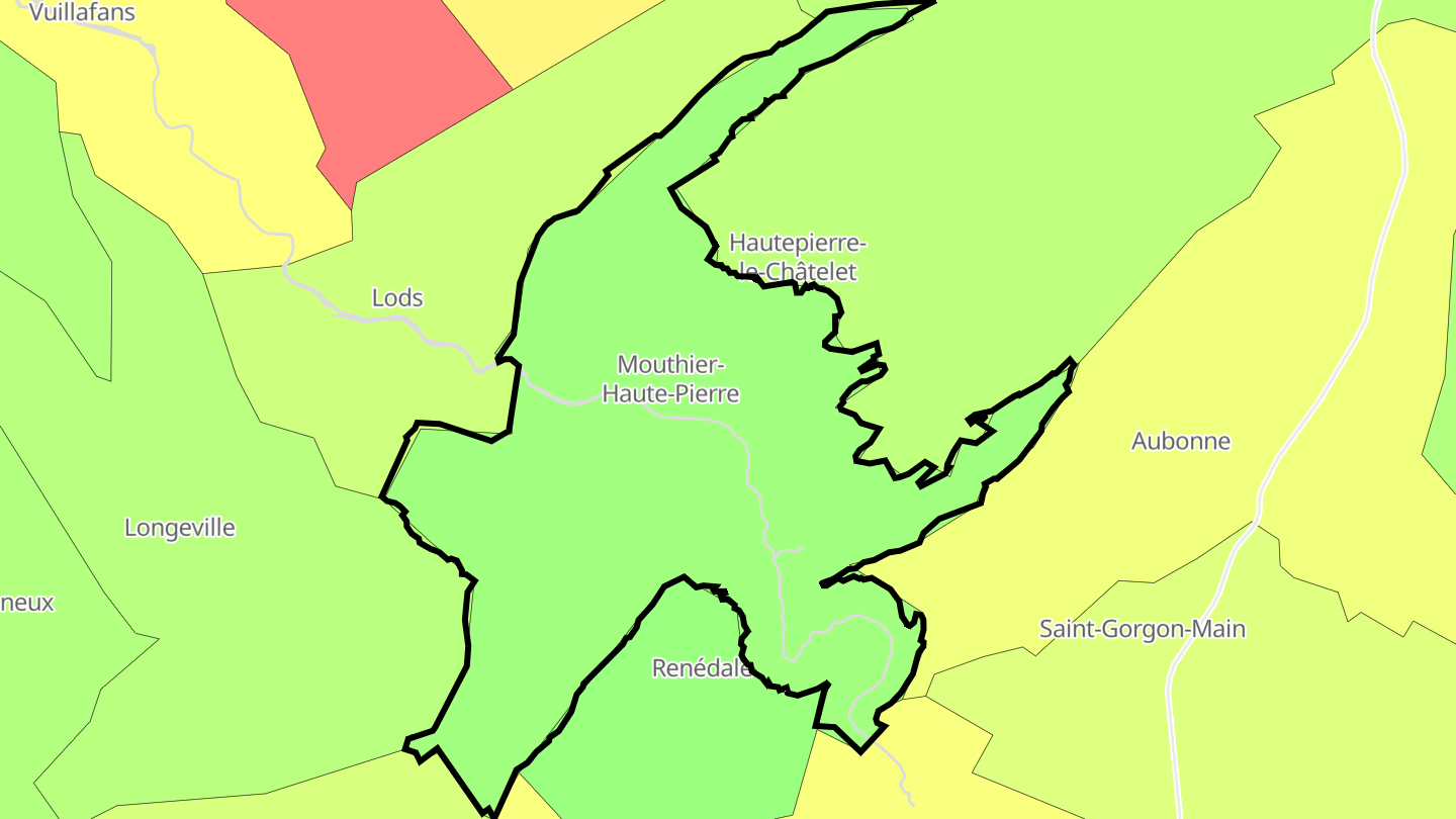 Carte des prix de l'immobilier Mouthier-Haute-Pierre