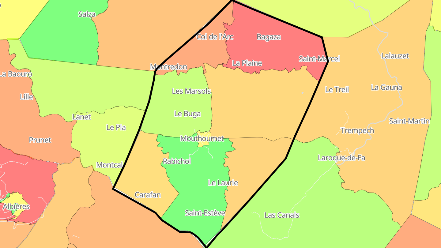 Carte des prix de l'immobilier Mouthoumet