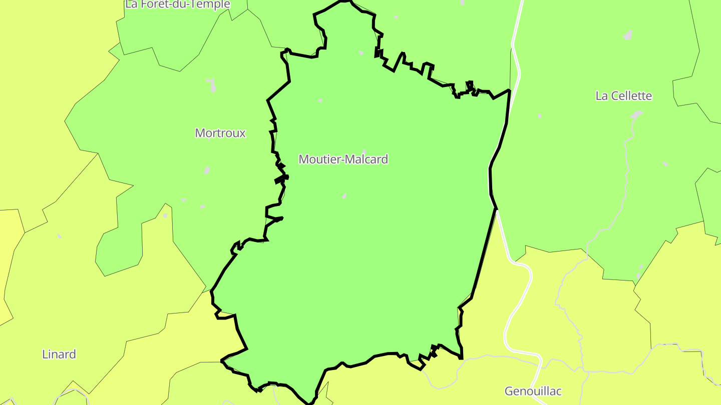 Carte des prix de l'immobilier Moutier-Malcard