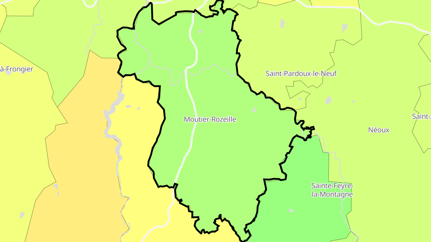 Carte des prix de l'immobilier Moutier-Rozeille