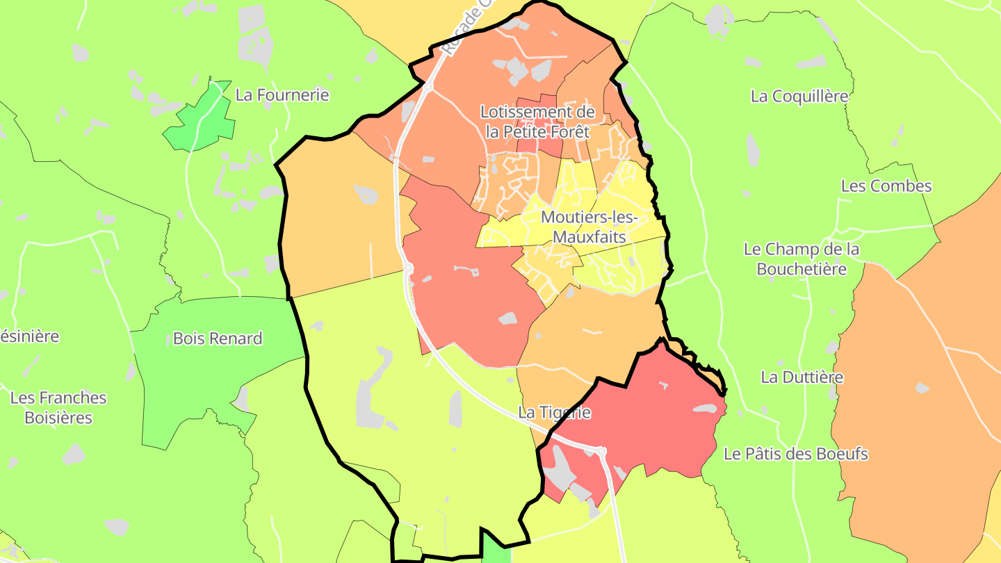 Carte des prix de l'immobilier Moutiers-les-Mauxfaits