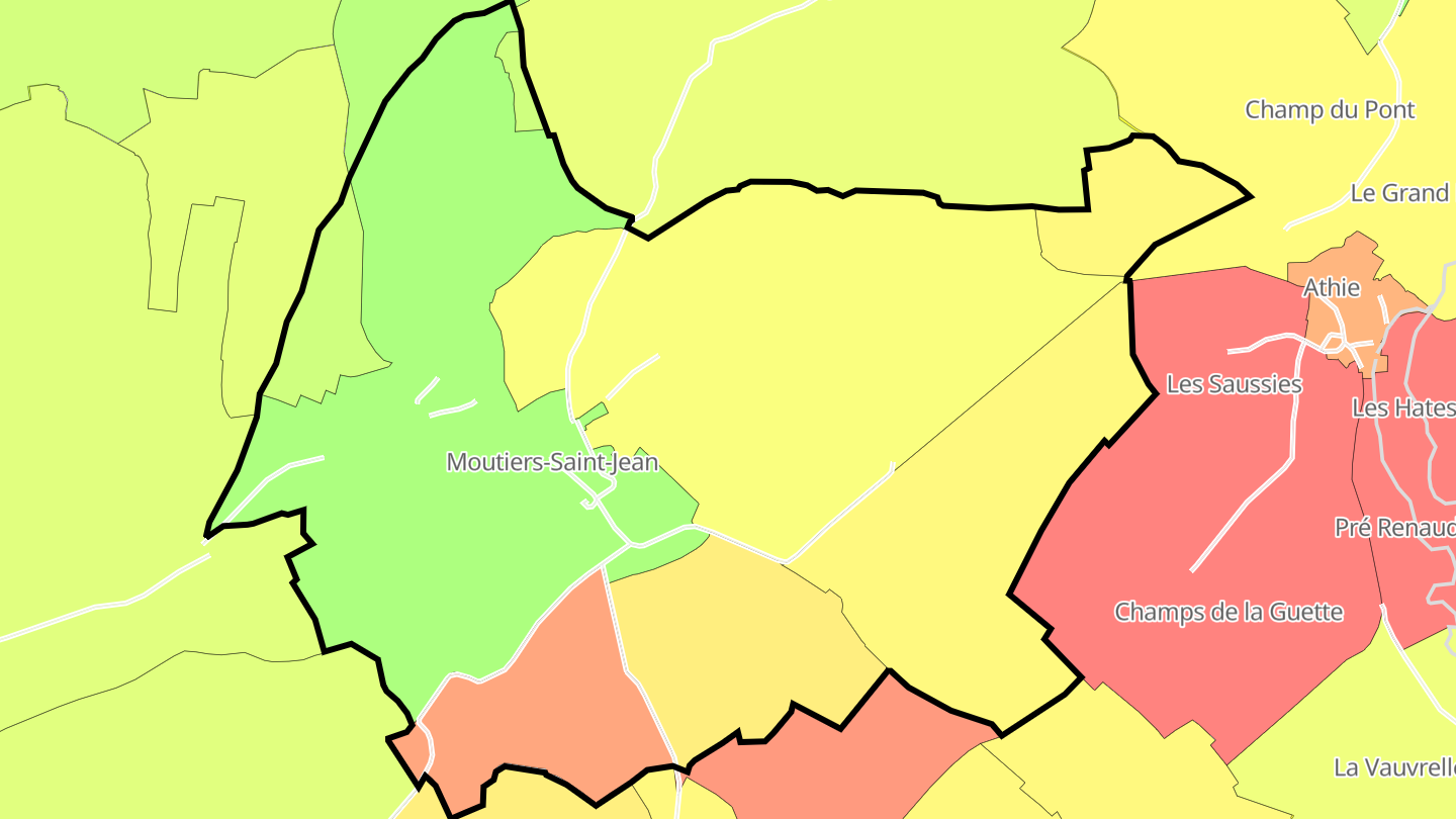 Carte des prix de l'immobilier Moutiers-Saint-Jean