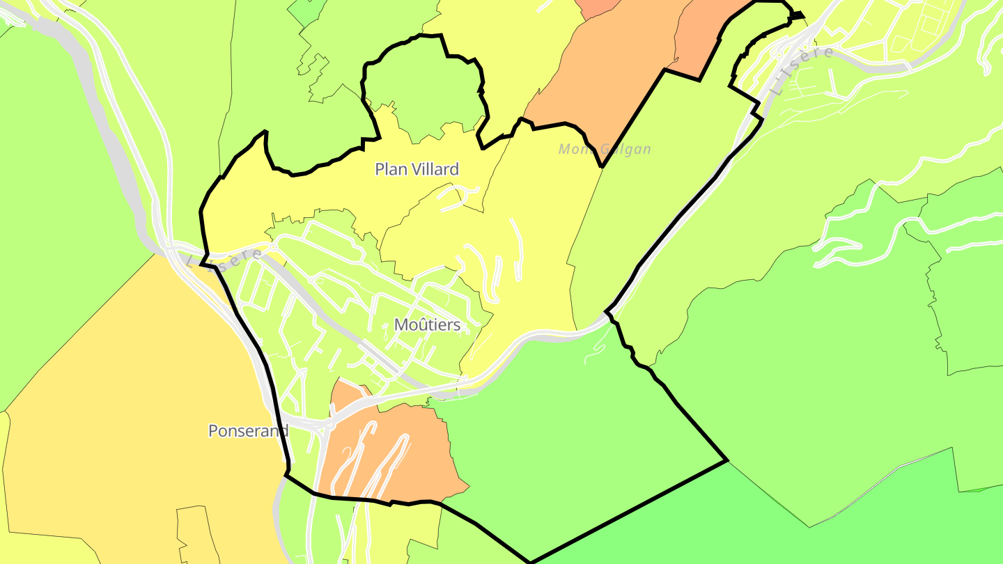 Carte des prix de l'immobilier Moûtiers
