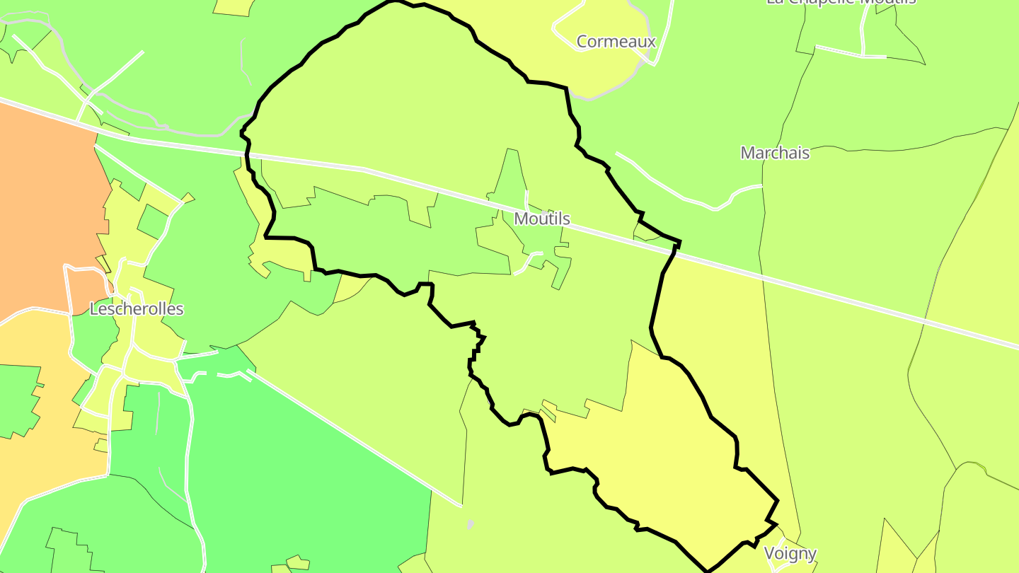 Carte des prix de l'immobilier Moutils
