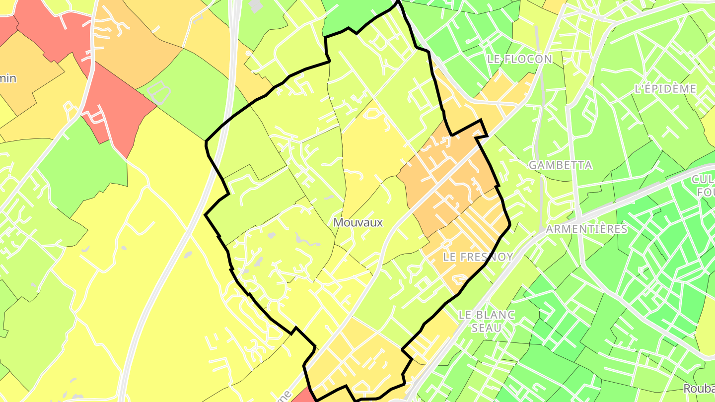 Carte des prix de l'immobilier Mouvaux