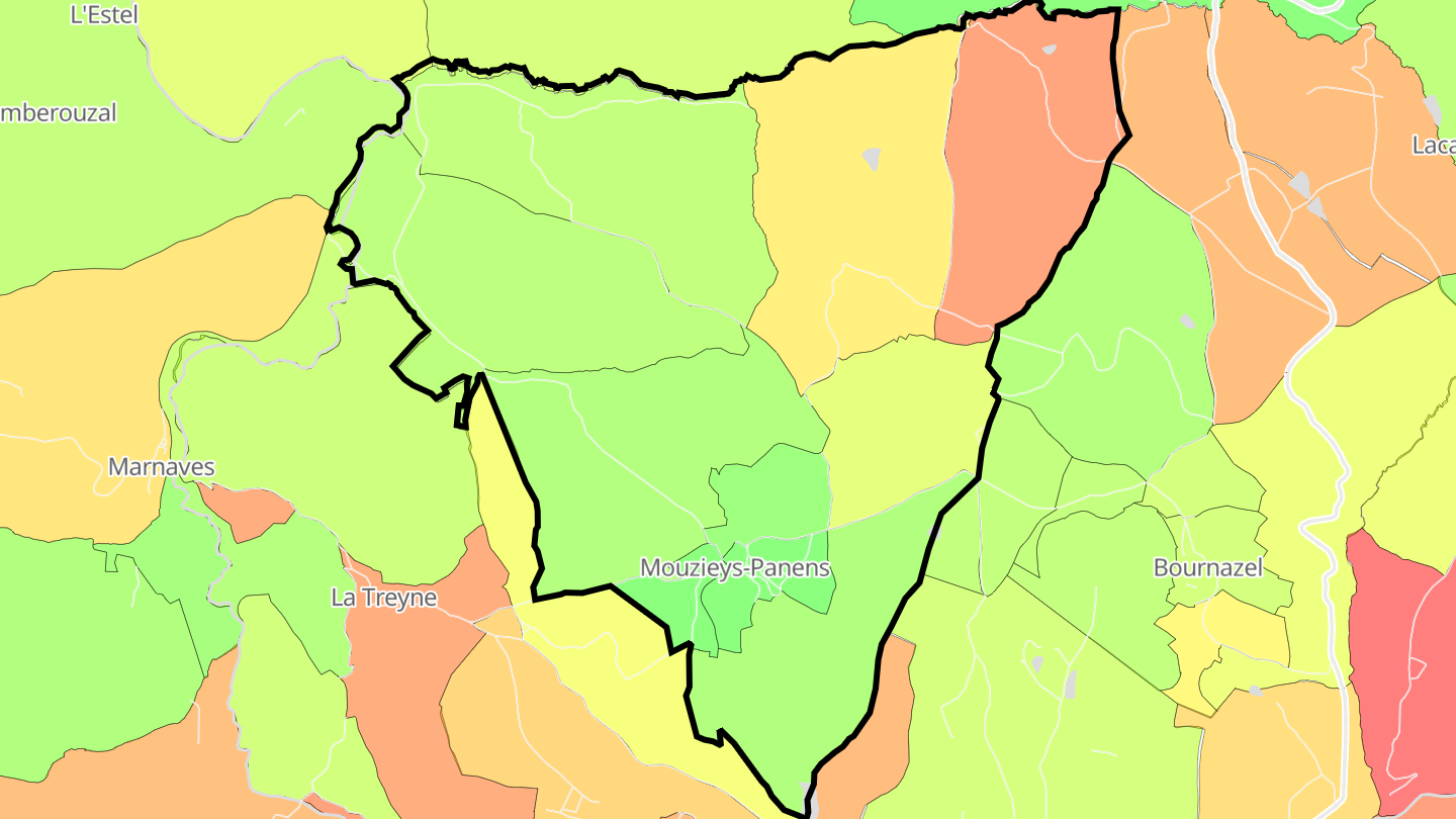 Carte des prix de l'immobilier Mouzieys-Panens
