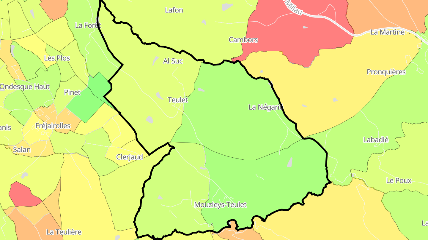 Carte des prix de l'immobilier Mouzieys-Teulet