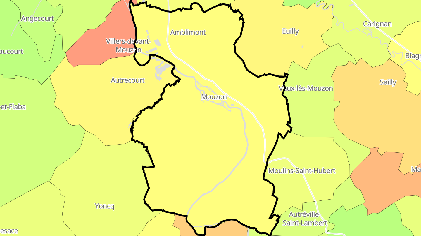 Carte des prix de l'immobilier Mouzon