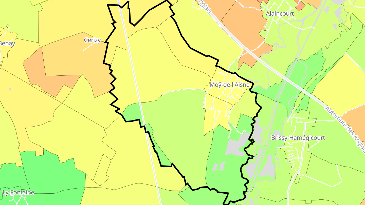 Carte des prix de l'immobilier Moÿ-de-l'Aisne
