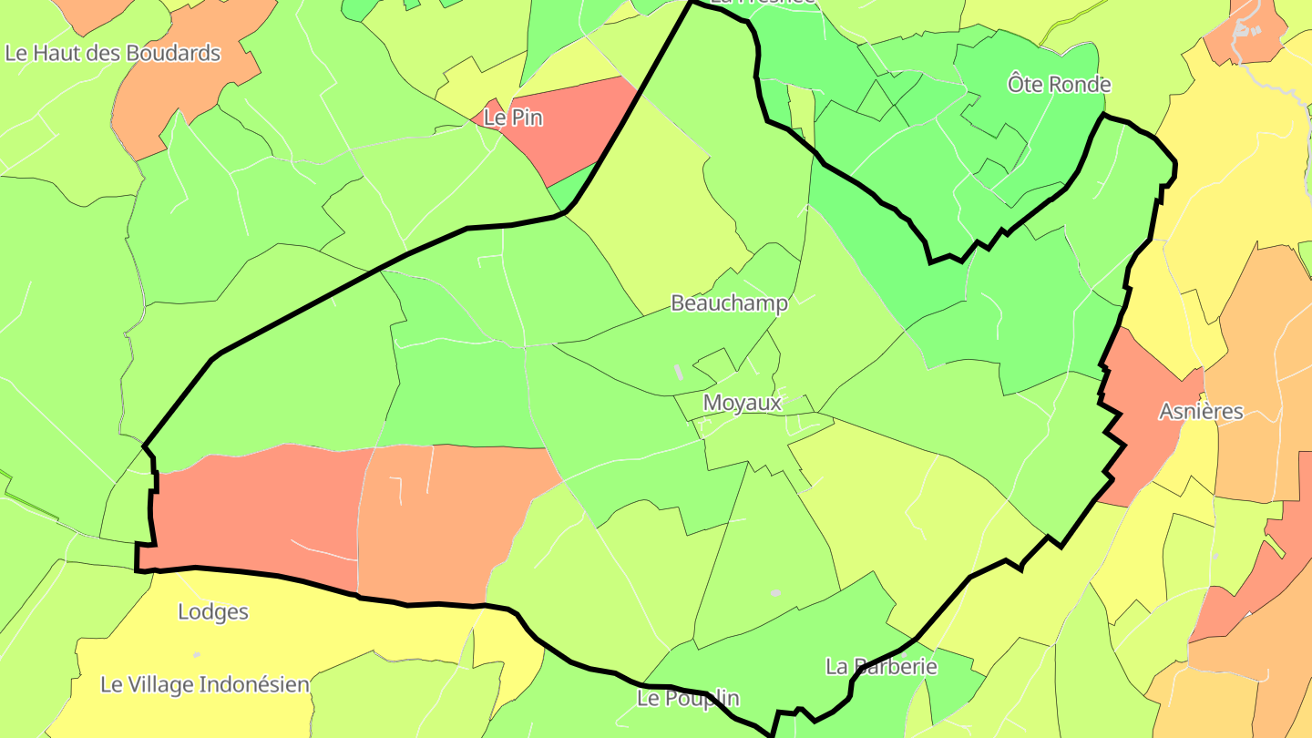 Carte des prix de l'immobilier Moyaux