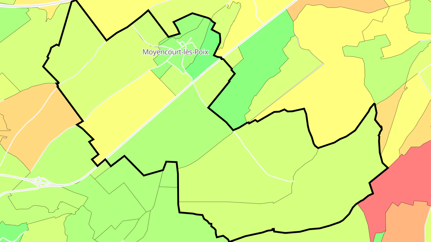 Carte des prix de l'immobilier Moyencourt-lès-Poix
