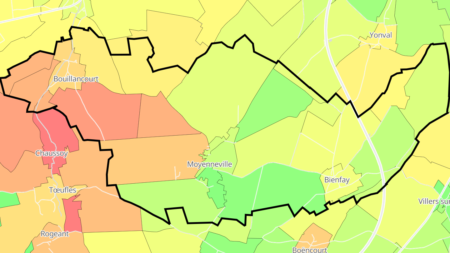 Carte des prix de l'immobilier Moyenneville