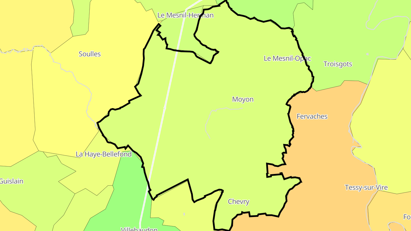Carte des prix de l'immobilier Moyon Villages