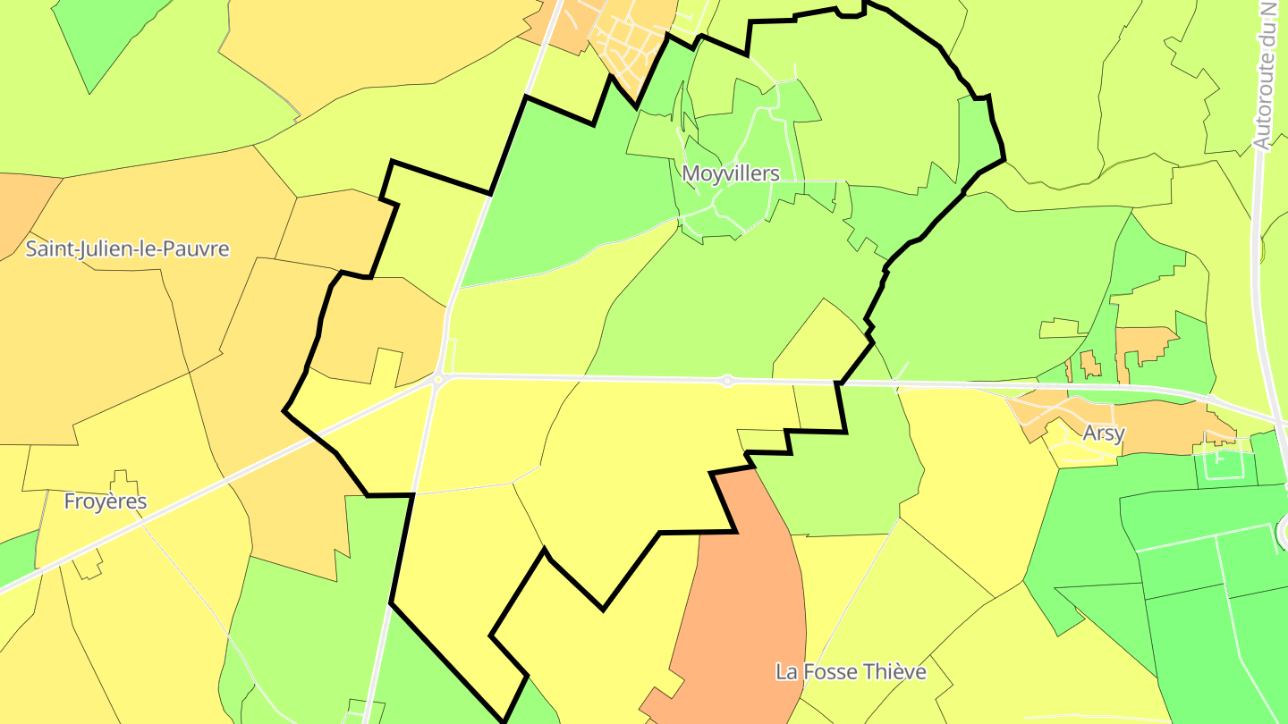 Carte des prix de l'immobilier Moyvillers