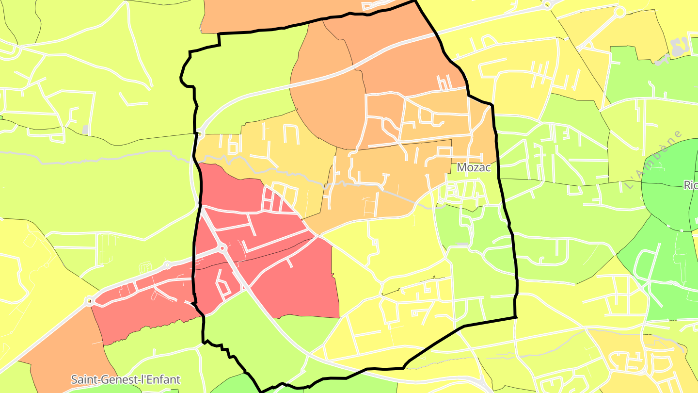 Carte des prix de l'immobilier Mozac