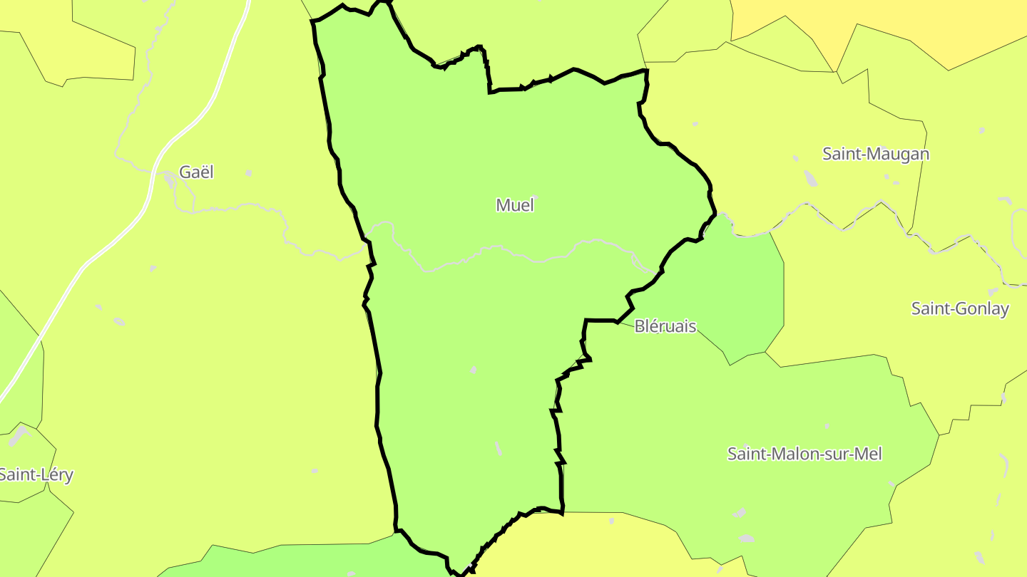 Carte des prix de l'immobilier Muel