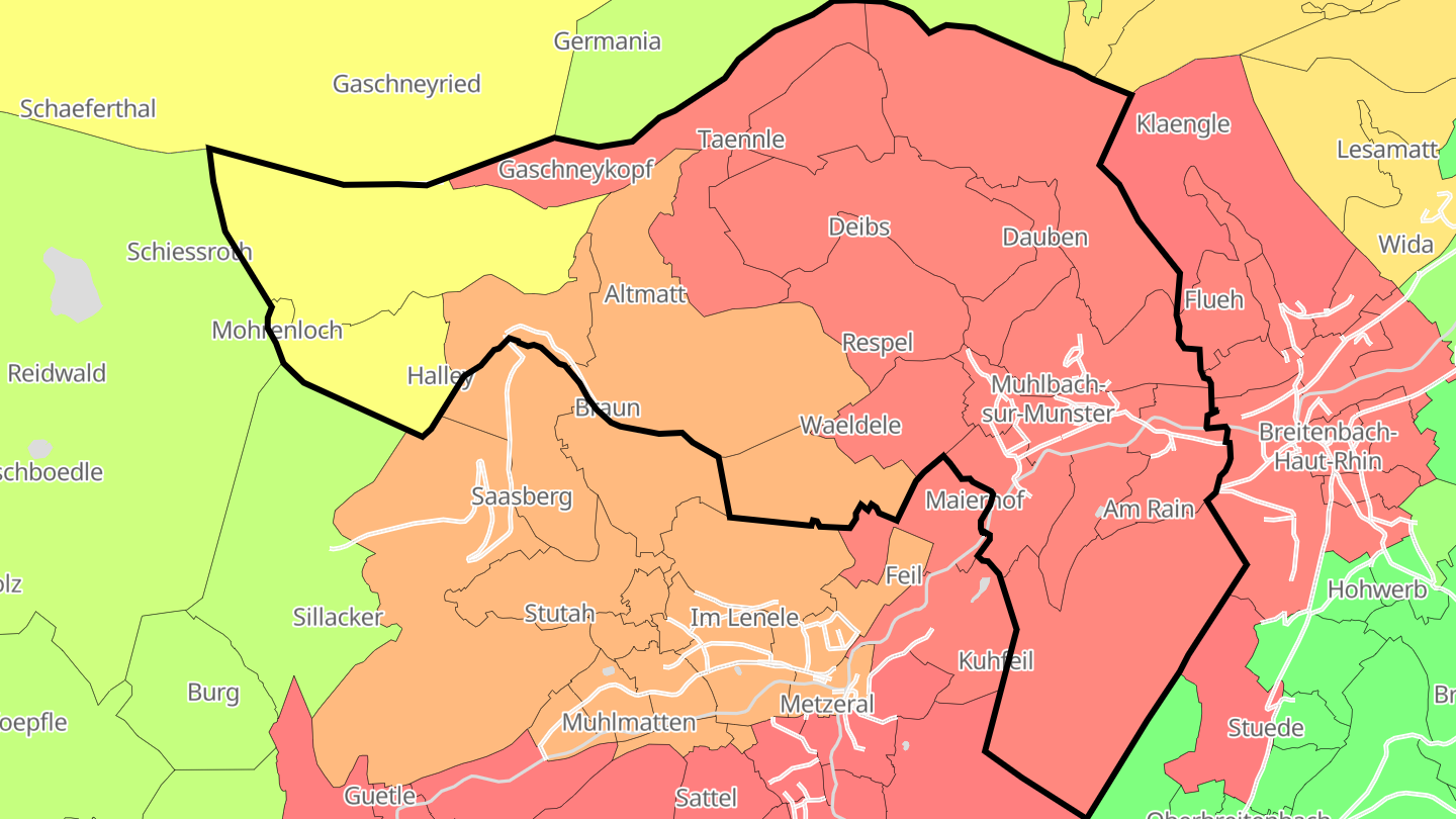 Carte des prix de l'immobilier Muhlbach-sur-Munster