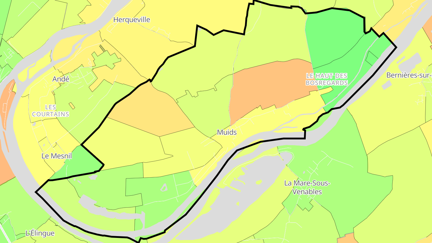 Carte des prix de l'immobilier Muids