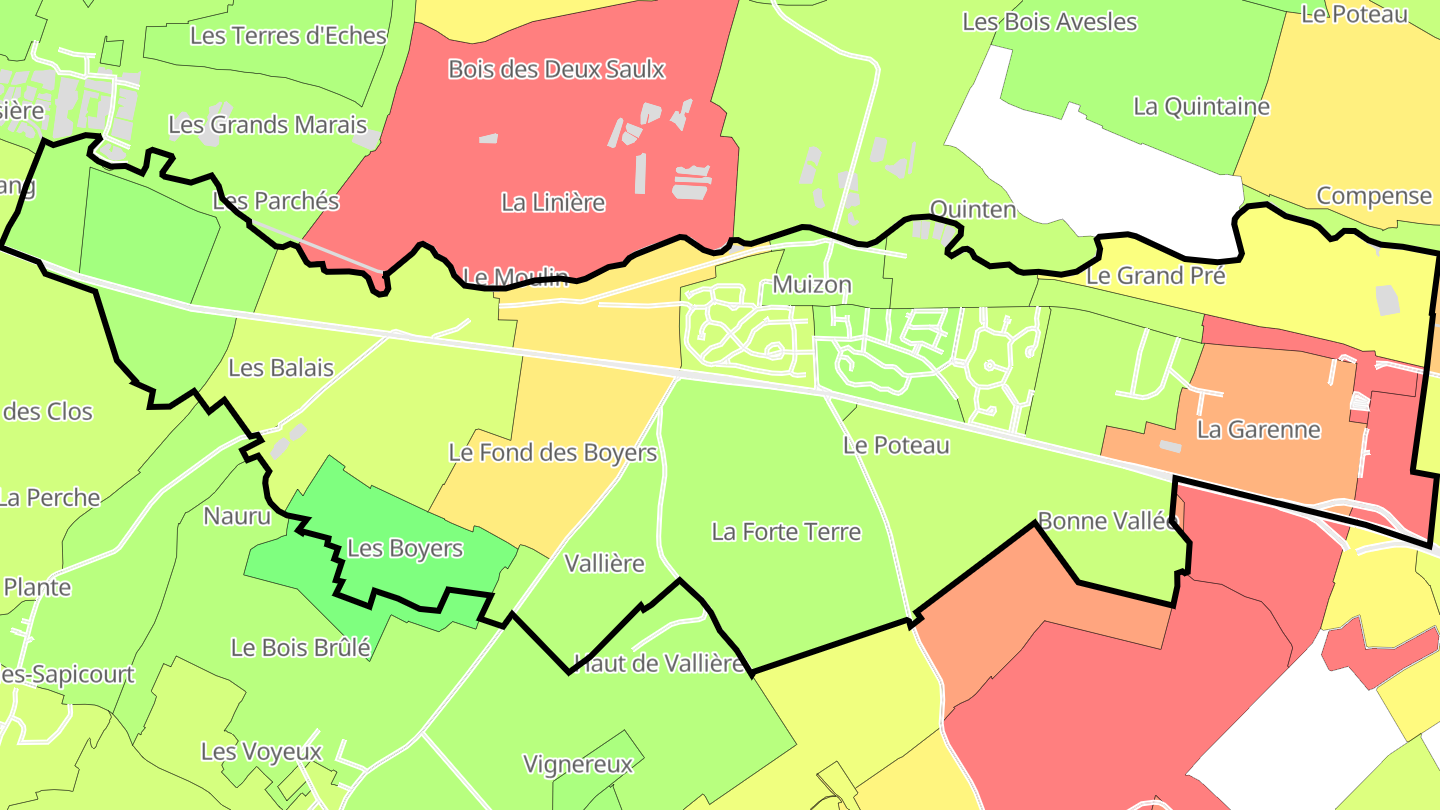 Carte des prix de l'immobilier Muizon