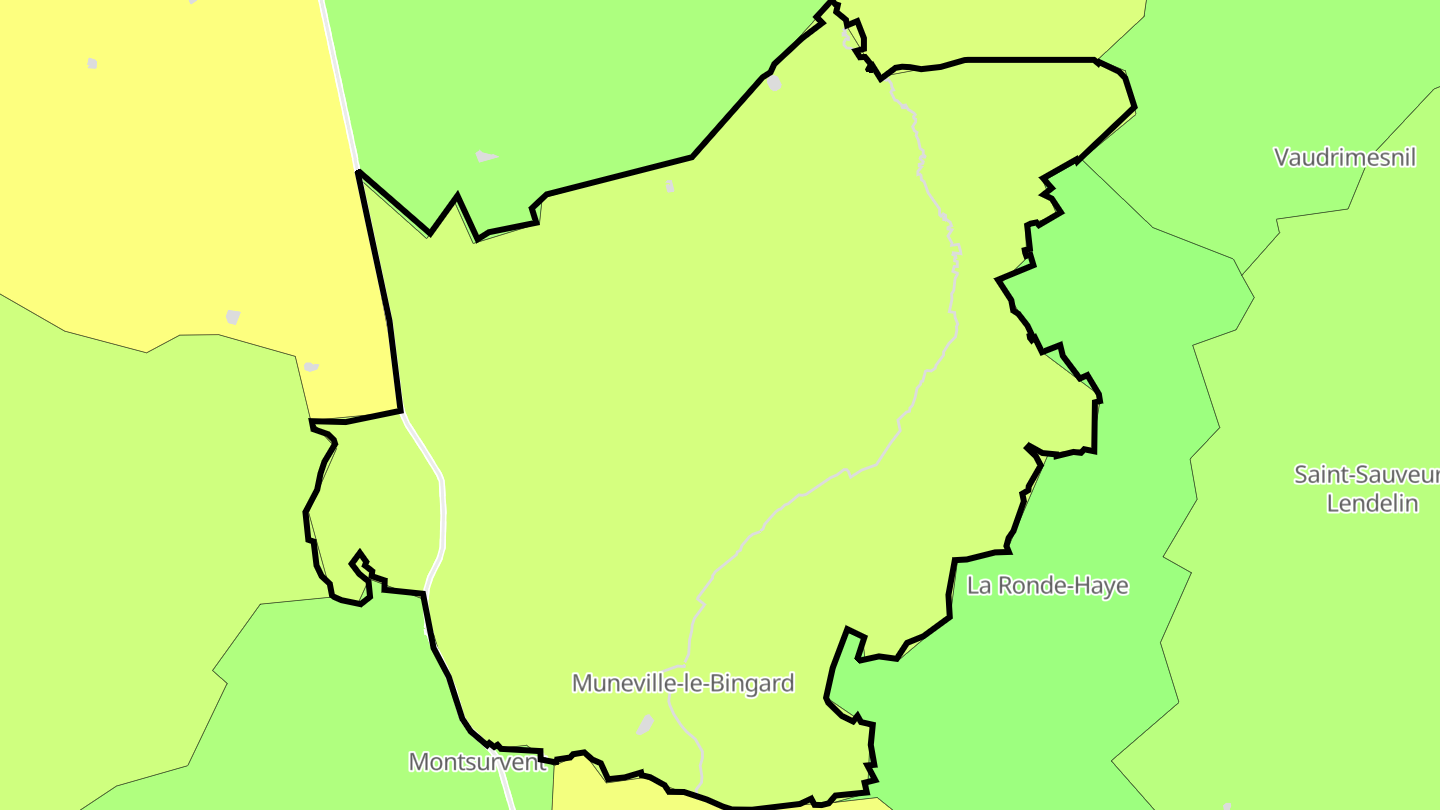 Carte des prix de l'immobilier Muneville-le-Bingard